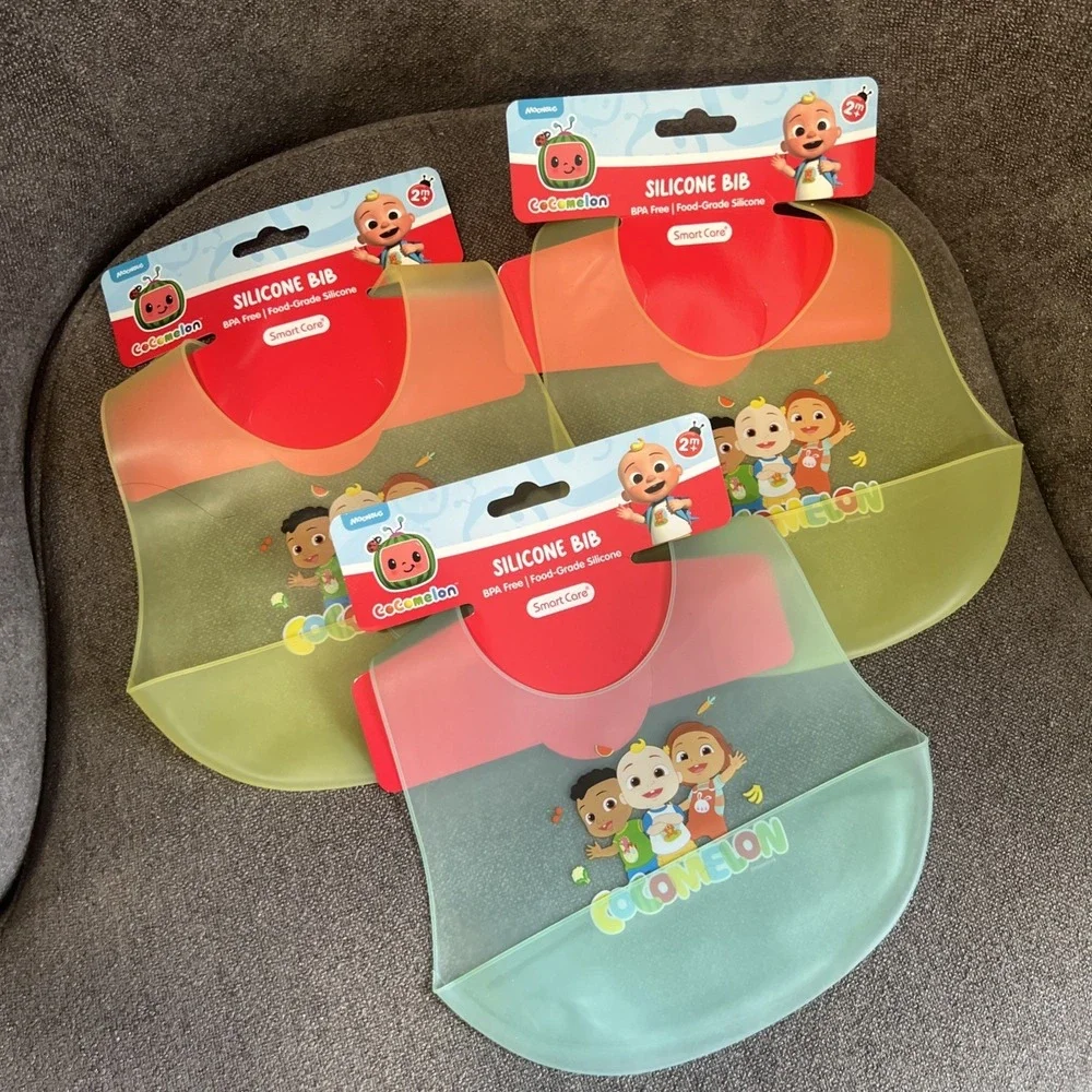 Cocomelon Silicone Bibs for Babies with Adjustable Neck - Durable Baby‎ Silicone